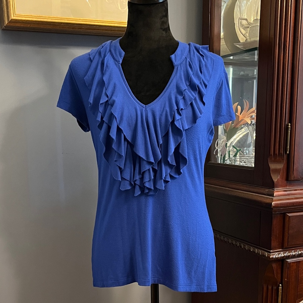 Blue Ruffled Women's Top